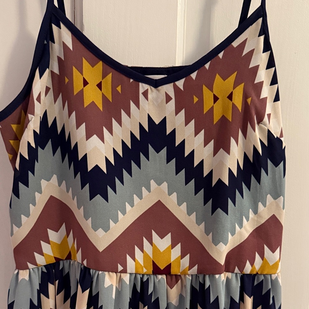 Geometric Patterned Spaghetti Strap Dress - Picture 2 of 6